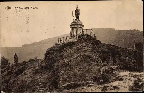 Ak Esch sur Sure Esch an der Sauer Luxemburg, Maria-Statue