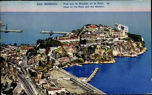 Ak Monaco, Vue sur le Rocher et le Port