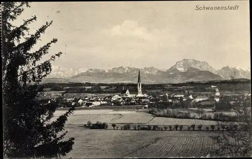 Ak Schwanenstadt in Oberösterreich, Panorama, Kirche