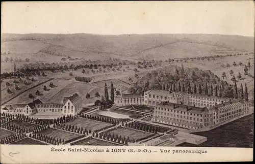 Ak Igny Essonne, Ecole Saint Nicolas, Vue panoramique