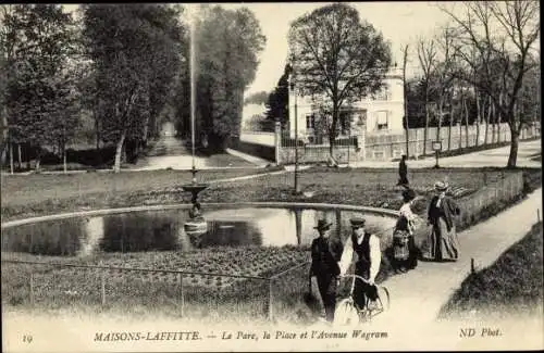 Ak Maisons Laffitte Yvelines, Le Parc, la Place et l'Avenue Wagram