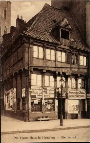 Ak Hamburg, Pferdemarkt, ältestes Haus der Stadt