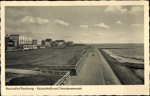 Ak Norderney in Ostfriesland, Kaiserstraße, Strandpromenade, Nordsee