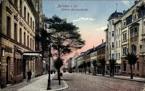 Ak Zwickau in Sachsen, mittlere Bahnhofstraße, Hotel Bayerischer Hof