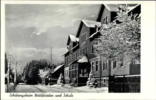 Ak Steinbach Johanngeorgenstadt im Erzgebirge, Erholungsheim Waldfrieden, Schule, Winter