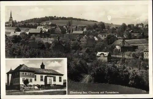 Ak Eibenberg Burkhardtsdorf im Erzgebirge, Panorama, Turnerheim