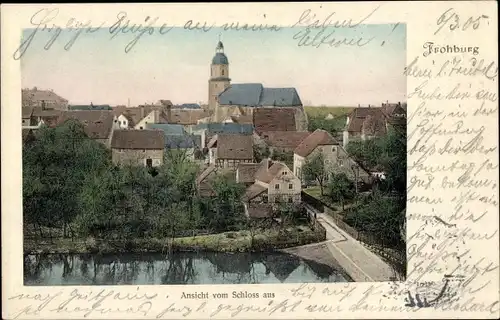 Ak Frohburg in Sachsen, Kirche und Stadt vom Schloss aus