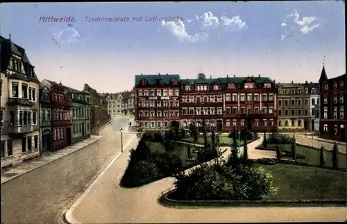 Ak Mittweida in Sachsen, Tzschirnerplatz, Lutherstraße