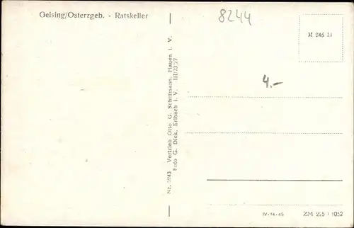 Ak Geising Altenberg Erzgebirge, Straßenpartie mit dem Ratskeller, Inh. Paul Schubert, Kirchturm