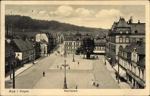 Ak Aue im Erzgebirge Sachsen, Blick auf Marktplatz