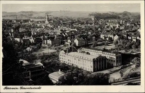 Ak Roßwein im Mittelsächsischen Bergland, Gesamtansicht der Stadt, Bahnstrecke