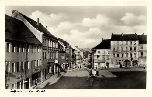 Ak Roßwein in Sachsen, Blick auf den Markt