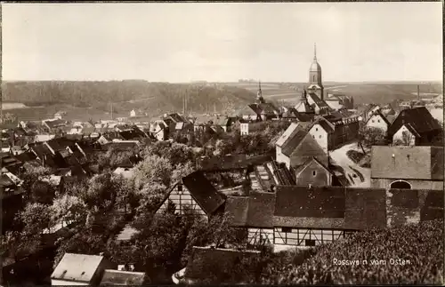 Ak Roßwein in Sachsen, Blick über die Dächer der Stadt, vom Osten aus