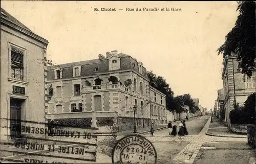 Ak Cholet Maine et Loire, Rue du Paradis et la Gare