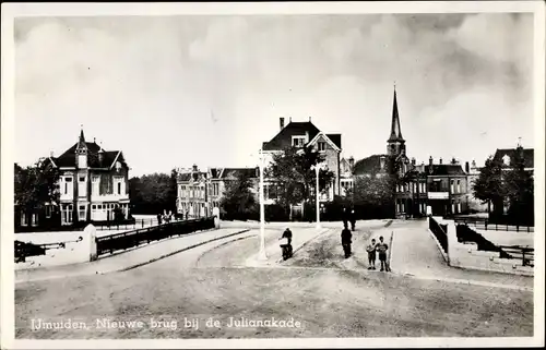 Ak IJmuiden Nordholland, Nieuwe Brug bij de Julianakade