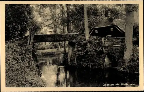 Ak Giethoorn Overijssel Niederlande, Blick auf die Brücke