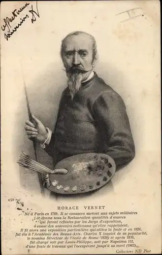 Künstler Ak Maler Horace Vernet, Portrait mit Palette