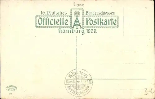 Künstler Ak Hamburg Mitte, Hauptportal Architekt Baumeister Göbel, 16. D. Bundesschießen 1909