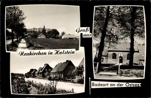 Ak Ostseebad Neukirchen in Holstein, Kirche, Teilansicht, Siedlung