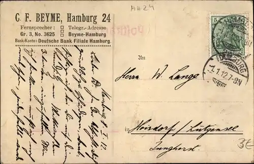 Ak Hamburg, C. F. Beyme, Hamburg 24