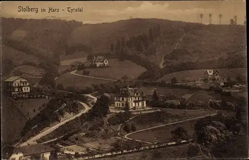 Ak Stolberg Südharz, Blick ins Tyratal, Villen