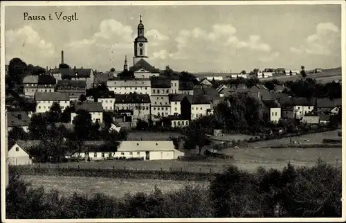 Ak Pausa Mühltroff im Vogtland Sachsen, Totalansicht der Ortschaft