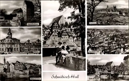 Ak Schwäbisch Hall in Baden Württemberg, Jugendherberge, Comburg, Rathaus, am Kocher, Tracht