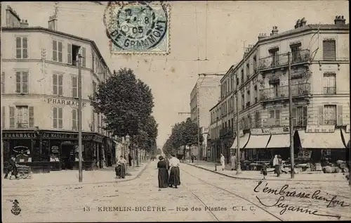 Ak Le Kremlin Bicêtre Val de Marne, Rue des Plantes, Pharmacie