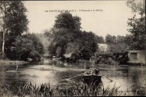 Ak La Ferté Alais Essonne, L'Essonne a la Gatine, Ruderboot