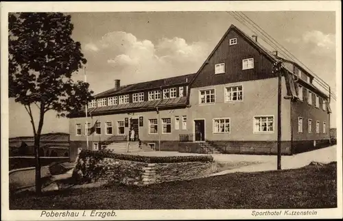 Ak Pobershau Marienberg im Erzgebirge, Sporthotel Katzenstein