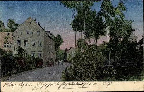 Luna Ak Drebach im Erzgebirge Sachsen, Gruß aus Drebach, Straßenpartie