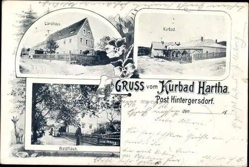 Ak Hartha Hintergersdorf Tharandt im Erzgebirge, Landhaus, Kurbad, Waldhaus