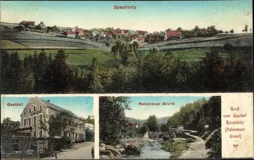 Ak Spechtritz Rabenau, Rabenauer Grund, Spechtritzmühle, Teilansicht, Gasthof