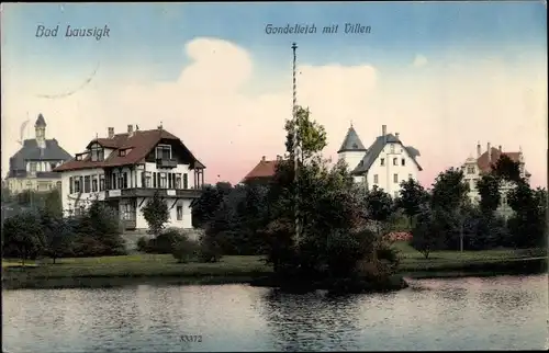 Ak Bad Lausick in Sachsen, Villenkolonie, Gondelteich