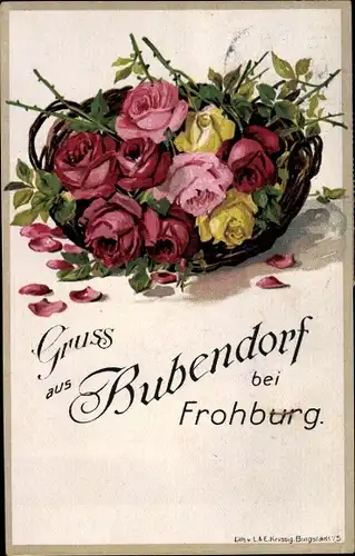 Ak Bubendorf Frohburg in Sachsen, Blumenkorb