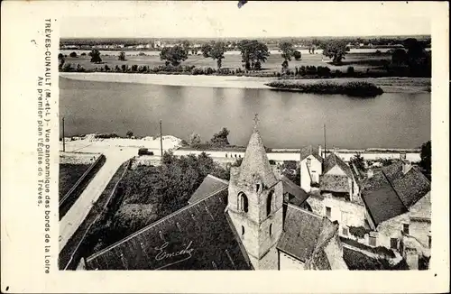 Ak Trèves Cunault Maine et Loire, Vue panoramique des bords de la Loire