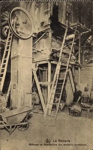 Ak La Verrerie, Melange et distributions des matieres premieres