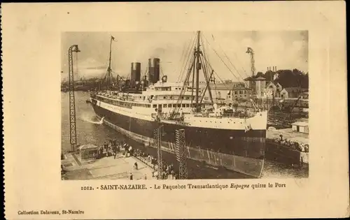 Ak St. Nazaire, Paquebot Espagne, CGT French Line