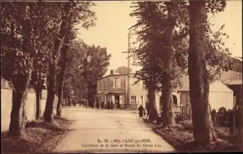 Ak Luc sur Mer Calvados, Carrefour de la Gare et Route du Vieux Luc