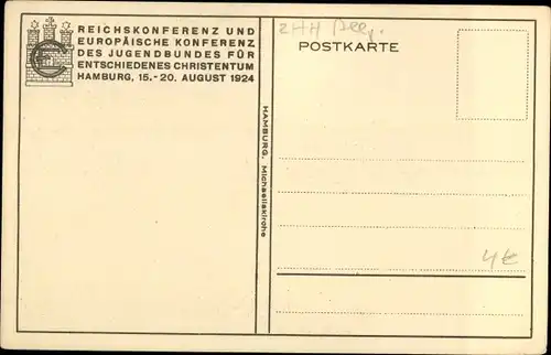 Künstler Ak Hamburg, Reichskonferenz und europäische Konferenz des Jugendbundes für Christentum 1924