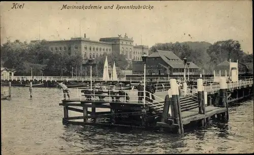 Ak Hansestadt Kiel, Marineakademie und Reventloubrücke