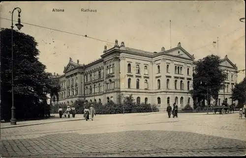 Ak Hamburg Altona, Rathaus, Straßenpartie