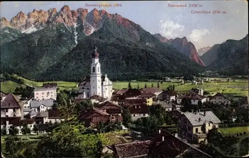 Ak Toblach Dobbiaco Südtirol, Blick gegen die Neunergruppe