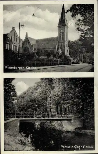 Ak Pinneberg in Holstein, Kirche, Partie an der Rellau
