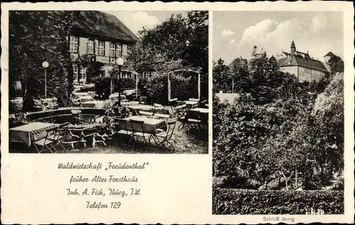 Ak Bad Iburg in Niedersachsen, Waldwirtschaft Freudenthal, Terrasse, altes Forsthaus