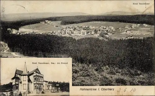 Ak Hahnenklee Bockswiese Goslar im Harz, Hotel Tannhäuser, Blick auf den Ort
