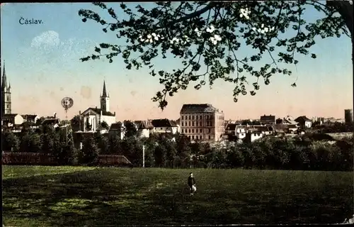 Ak Čáslav Tschaslau Mittelböhmen, Blick auf den Ort