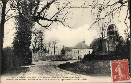 Ak La Norville Essonne, Grille et Pavillon d'Entree du Chateau