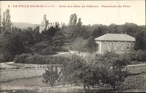 Ak La Ville du Bois Essonne, Salle des fetes du Chateau, Panorama du Parc