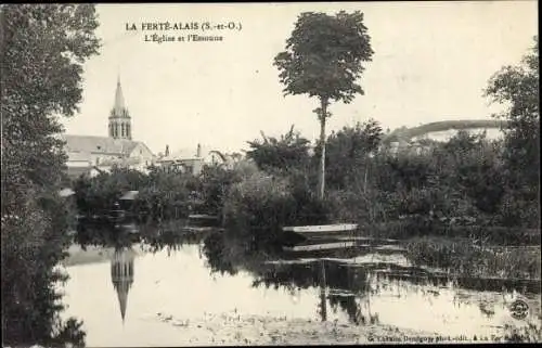 Ak La Ferté Alais Essonne, L'Eglise et l'Essonne